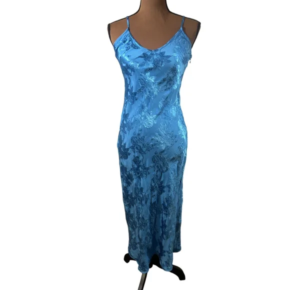 Lulu’s Blue Floral Jacquard Midi Dress S - Picture 4 of 10